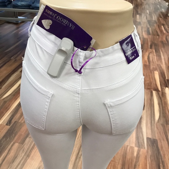 ‼️ White Ripped Stretch Denim Jean Distress - Picture 7 of 8